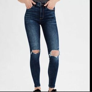 AMERICAN EAGLE Next Level Stretch Super Hi-Rise Skinny Distressed Sz 6L